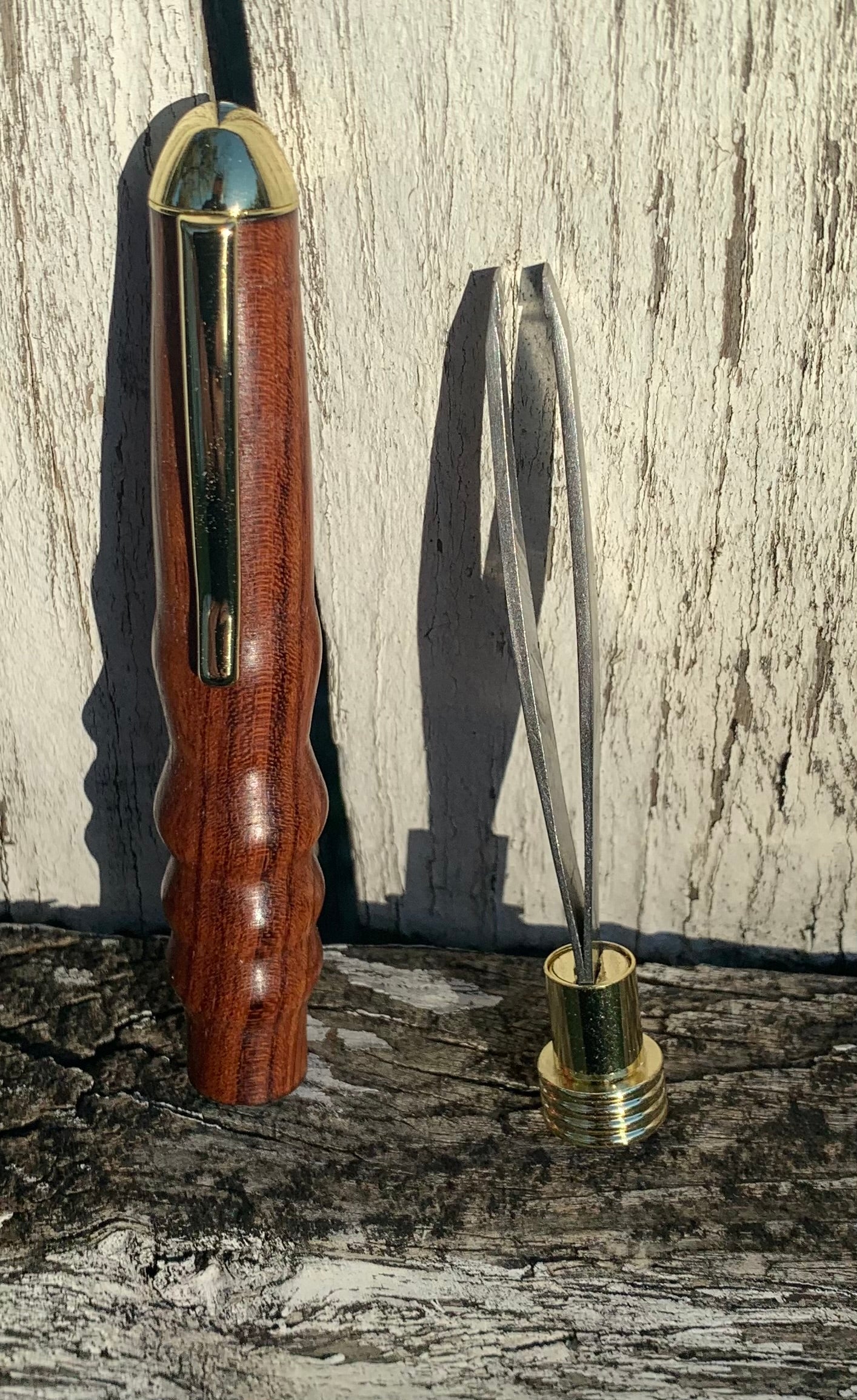 Hand turned Tweezers zebra wood